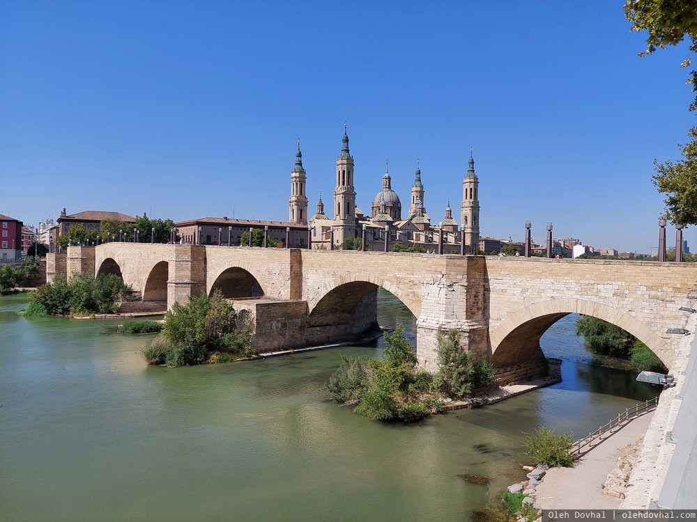 мост, Puente de Piedra, Эбро, Ebro, Basílica de Nuestra Señora del Pilar, Сарагоса, Zaragoza